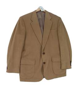 Mens Brown Camel Hair Blend Single Breasted Blazer Jacket Size 44 Large