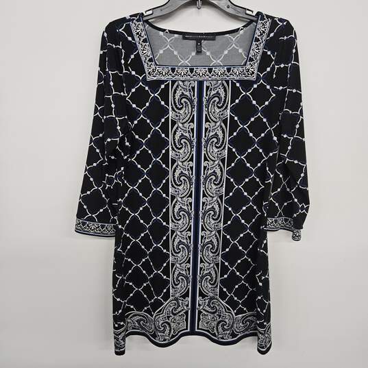 Blue Black White Other Print 3/4 Sleeve Blouse image number 1