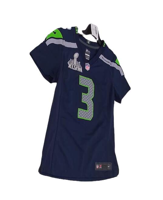 Boys Blue Seattle Seahawk Russell Wilson Short Sleeve NFL Football Jersey Size Small image number 3