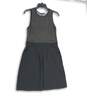 LOFT Womens Gray Black Round Neck Sleeveless Back Zip A-Line Dress Size 8P image number 1