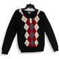 NWT Womens Multicolor Argyle Knitted V-Neck Pullover Sweater Size S image number 1
