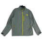 Mens Gray Yellow Long Sleeve Mock Neck Full-Zip Activewear Jacket Size XL image number 1