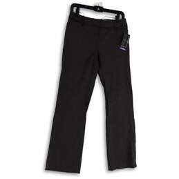 NWT Womens Gray Flat Front Stretch Pockets Straight Leg Dress Pants Size 6
