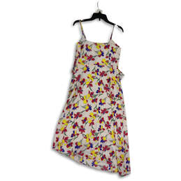 Womens Multicolor Floral Sleeveless V-Neck Asymmetrical Slip Dress Size 4 alternative image