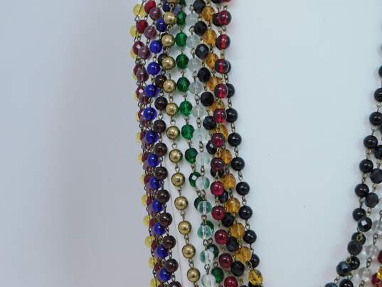 Vintage Erickson Beamon Gold Tone Colorful Glass Bead Multi Strand Necklace 1.10LBS image number 9