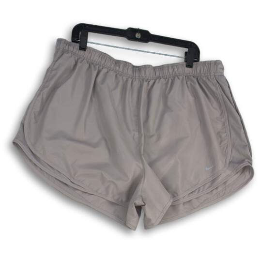 Womens Gray Elastic Waist Flat Front Pull-On Utility Shorts Size 2X image number 1