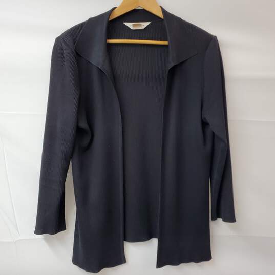 Misook Petite Black Open Front Cardigan Sweater Women's M image number 1