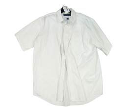 Mens White Wrinkle Free Short Sleeve Button Up Shirt Size 17 1/2