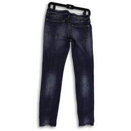 Womens Blue Stretch Medium Wash Distressed Denim Skinny Jeans Size W26/L27 alternative image