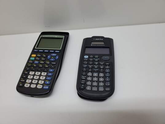 x2 Mixed Lot Texas Instruments P/R* Graphing Calculator TI-83 Plus & 36X Pro image number 1