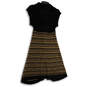 Womens Black Tan Striped Knitted Button Front Sweater Dress Size Medium image number 3