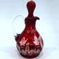 VNTG Art Glass Home Decor Bohemian Czech Ruby Cruet Cranberry Glass Etched Vase image number 12