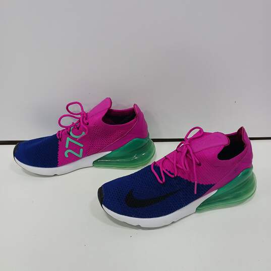Nike Air Max 270 Flyknit White, Green, Blue, And Pink Sneakers Size 10 image number 2
