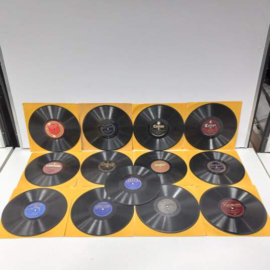 13 Assorted Label 78 Speed Various Genre Vinyl Record Albums image number 1