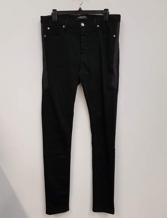 NWT Womens Black Dark Wash Button Fly Pockets Denim Skinny Jeans Size 30 image number 2