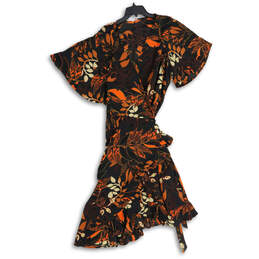 NWT Womens Black Orange Floral Tie Waist Havana Mini Dress Size 22/24