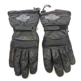 Harley Davidson Black Leather Biker Gloves Men's Size L