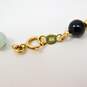 14K Yellow Gold Multi Color Jade & Onyx Bead Necklace 6.7g image number 4