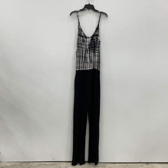 NWT Womens Black White Sleeveless Scoop Neck One-Piece Jumpsuit Size L image number 1