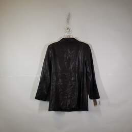 Womens Collared Long Sleeve Button Front Leather Jacket Size Medium alternative image