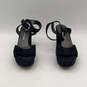 Womens Blue Leather Open Toe Stiletto Heel Ankle Strap Sandals Size 5.5 image number 1