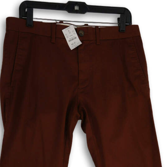 NWT Mens Red Brown Flat Front Slash Pockets Skinny Leg Chino Pants Sz 31X32 image number 3