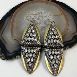 Designer J. Crew Gold-Tone Clear Rhinestone Fashionable Dangle Drop Earrings