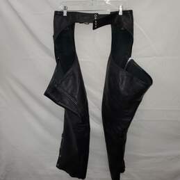 Xpert Black Leather Zip Leg Riding Chaps Size L