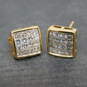 14K Yellow Gold 0.48 CTTW Pave Set Princess Cut Diamond Stud Earrings 2.1g image number 1