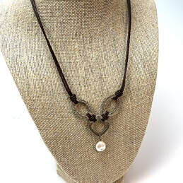 Designer Silpada 925 Sterling Silver Leather Hammered Pendant Necklace