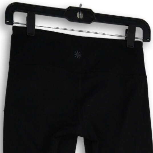 Womens Black Elastic Waist Lace Pull-On Yoga Capri Leggings Size XS image number 3