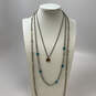 Designer Lucky Brand Two-Tone 3 Layered Lobster Beaded Chain Necklace image number 1