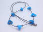 Southwestern 925 Turquoise Necklace Lizard Brooch & Hoop Earrings 21.5g image number 2