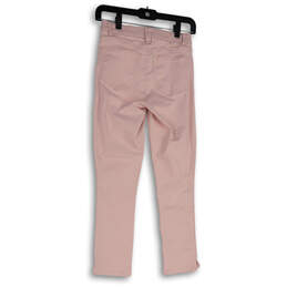 Womens Pink Denim Light Wash Stretch Pockets Straight Leg Jeans Size 00 P alternative image