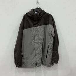 Mens Gray Black Long Sleeve Side Pocket Full-Zip Windbreaker Jacket Sz XXL