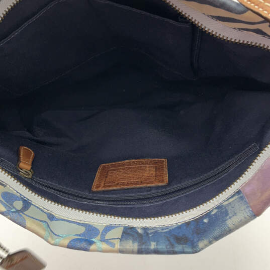 Womens Blue Multi Design Patchwork Inner Zipper Pocket Hobo Bag Purse image number 4