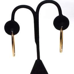 14K Yellow Gold Oblong Hoop Earrings - 1.75g alternative image
