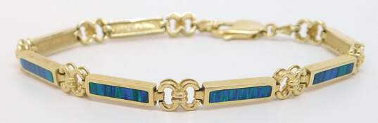 14K Yellow Gold Opal Inlay Bracelet 11.8g image number 3
