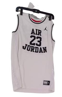 Mens White Air Jordan Sleeveless Crew Neck Basketball Jersey Size XL
