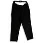 NWT Womens Black Flat Front Tie Waist Straight Leg Paperbag Pants Size 8R image number 4