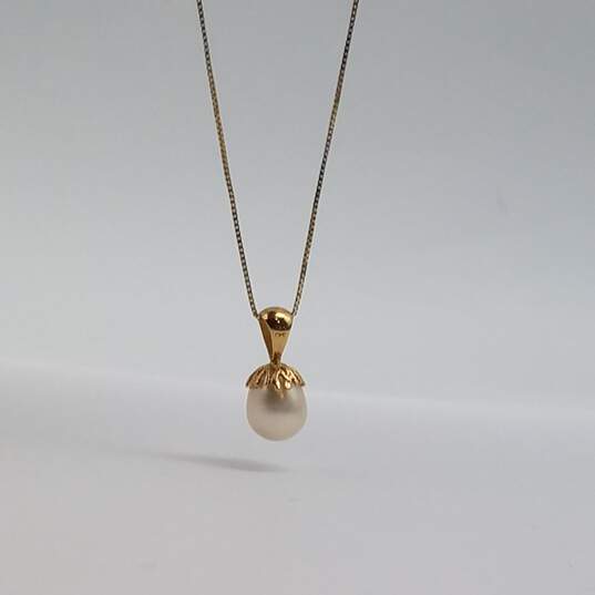 14k Gold FW Pearl Box Chain 19 Inch Necklace 2.2g image number 4