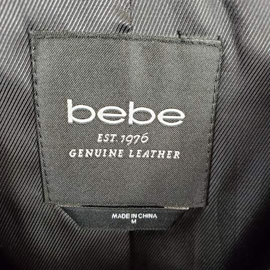 Bebe Women Black/White Leather Vest M image number 3