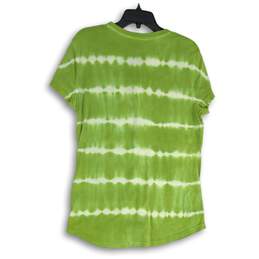 Chaps Womens Green White Tie Dye Henley Neck Short Sleeve T-Shirt Size Large alternative image