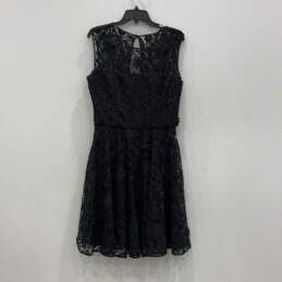 Womens Black Floral Lace Sleeveless Round Neck Mini Dress Size 10