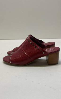 Brighton Red Leather Studded Mules Heels Shoes Size 6 M alternative image