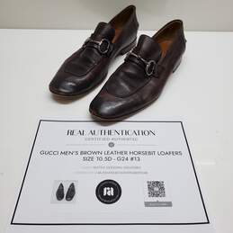 Authenticated Gucci Brown Leather Horsebit Loafers Men's Size 10.5D