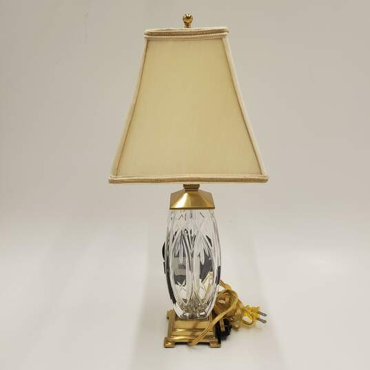 Beautiful Small Waterford Crystal And Brass Table Lamp