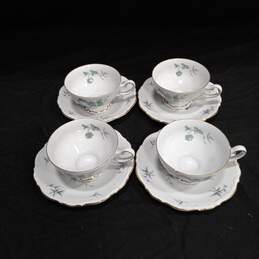 Set of 4  Vintage Mitterteich Green Ming Cups/Saucers