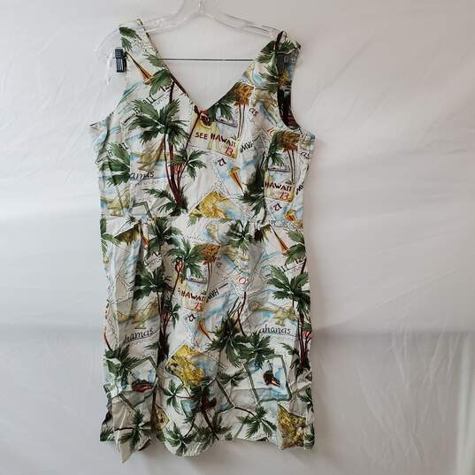 Vintage Sheri Martin Tropical Postage Stamp Cruise Vacation Dress Size 14P image number 1