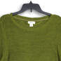 Womens Green Knitted  Long Sleeve Crew Neck Pullover Sweater Size 2XL image number 3